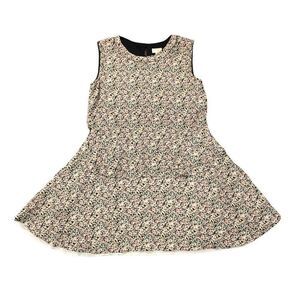 Plastic Island Anthropologie Women’s Small Black Floral‎ Peplum Tie Waist Dress